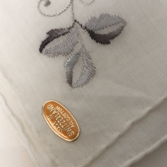 2 VTG Switzerland made Monogram “M” Delicate Handkerchiefs All Cotton - Picture 4 of 11